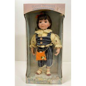 Vintage Classic Favorites Collection Genuine Porcelain Doll Dark Brown Hair